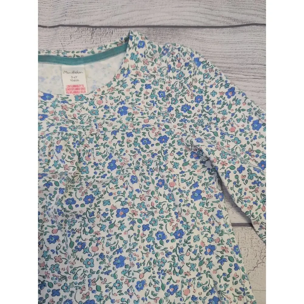3/4 Mini Boden Blue Floral Long Sleeve Nightgown
